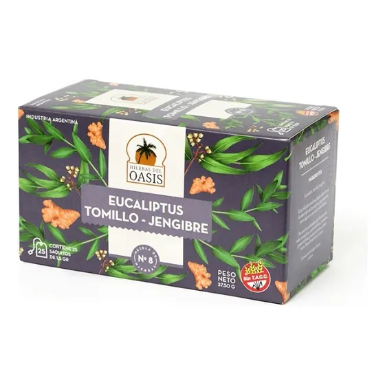 Te Antigripal Hierbas del Oasis Eucaliptus Jengibre Tomillo 25 Saquitos