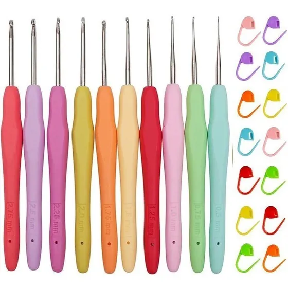 Set 10 Agujas Pequeñas Crochet Ganchillos 0.5mm A 2.75mm