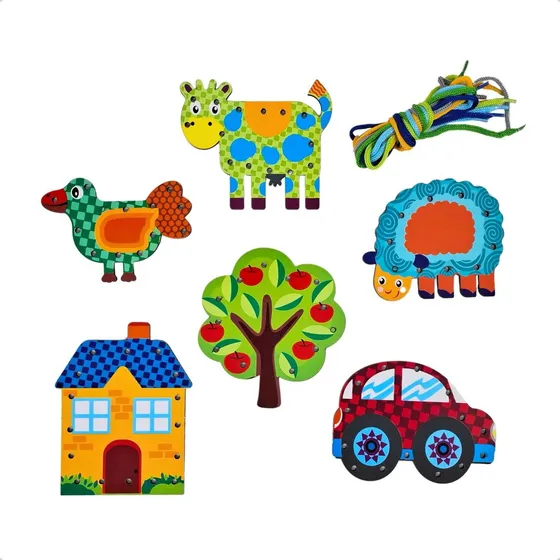 Meus Primeiros Alinhavos Brinquedo Educativo Madeira
