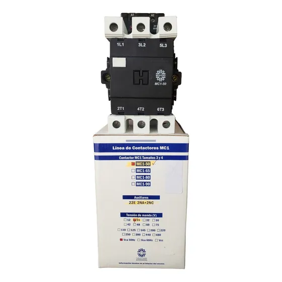 Contactor 50a. Tripolar Bobina 24vca. 2na+1nc. Montero