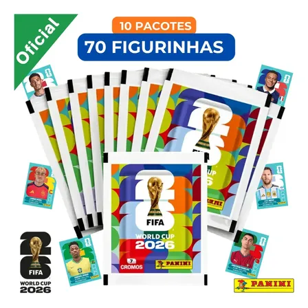 10 Pacotes Figurinha Copa Do Mundo Fifa 2026 Oficial - 70 Un