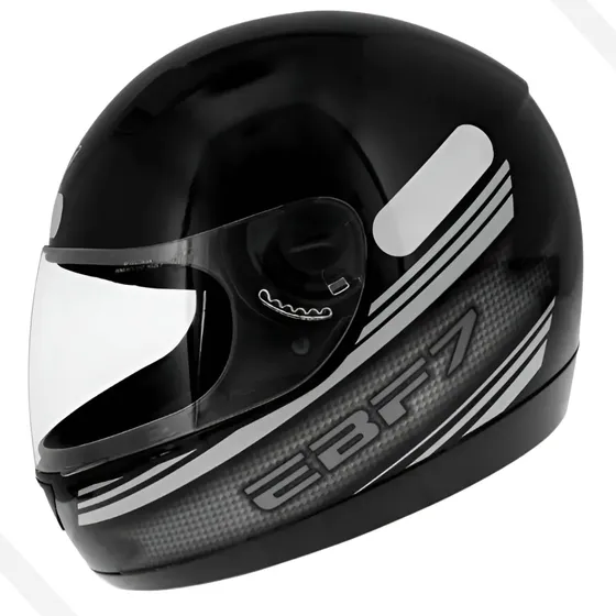 Capacete Moto Ebf 7 Solid Preto Fechado New Carbon Brilhante