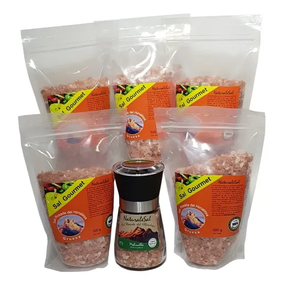 Sal Rosada Himalaya Pack 5 Bolsas 500g + Molinillo - Seremi