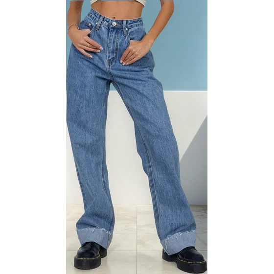 Y2k, Calças, Mulheres, Jeans, Enrolado, Solto