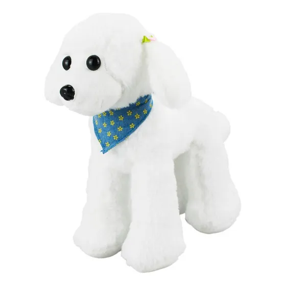 Cachorro Branco Poodle Bandana 30cm - Pelúcia