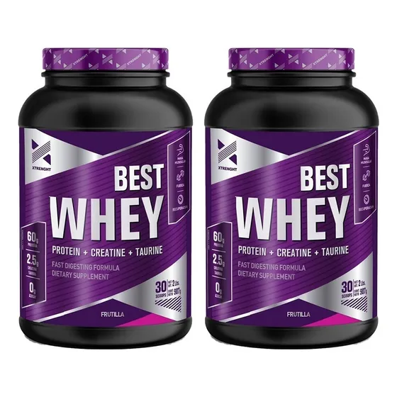 Xtrenght Best Whey Protein 2 Lb X 2 Unidades Potenciada Sabor Frutilla X 2
