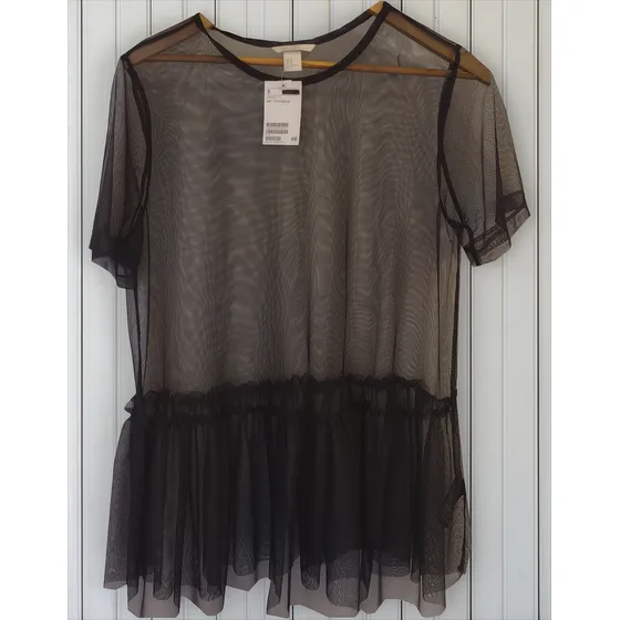 Remera Blusa Noche Tul Y Volados H&m Mujer Sexy Importada