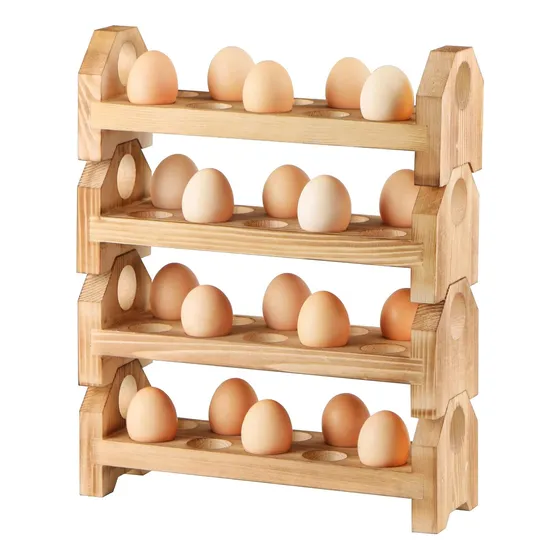 Soporte Para Huevos De Madera, 4 Bandejas De Almacenamiento