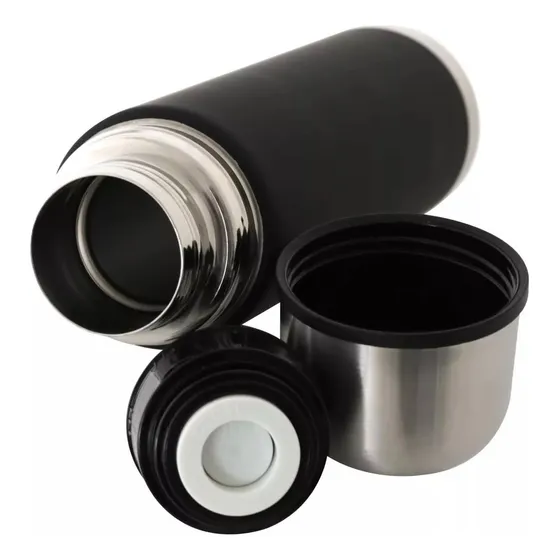 Termo Acero Inox  Engomado Negro -  Medio Litro 