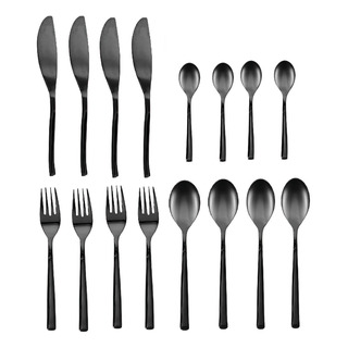 Juego 16 Cubiertos Cocina Finos Acero Inoxidable Color Negro Juego 16 Cubiertos Cocina Finos Acero Inoxidable Color Negro