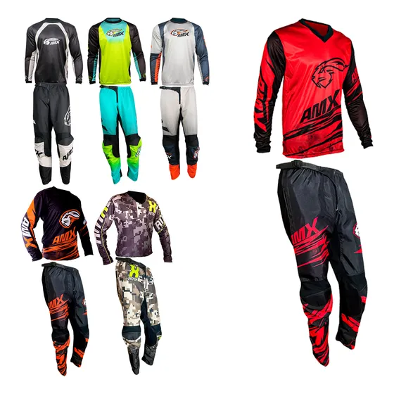 Conjunto Roupa Calça Camisa Motocross Trilha Esportiva Neon