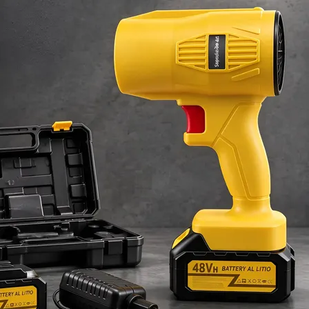 Soprador Sem Fio 48v 2 Baterias Portátil Limpeza Folhas Amarelo 127/220v