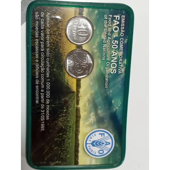 Moedas Da Fao Comem. De 10 E 25 Centavos,1995,display, Fc