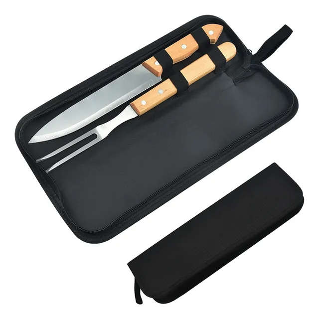 Juego Set Asado X2 Estuche Kit Parrillero Cuchillo Y Tenedor
