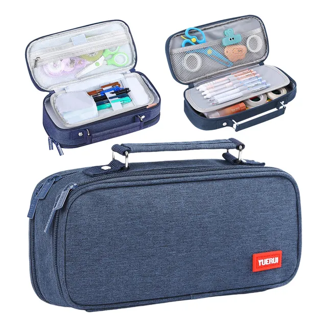 Estuche Para Lápices 24cm Estuches Organizadores 5 Capas Color Azul Oscuro Multicapa Simuky