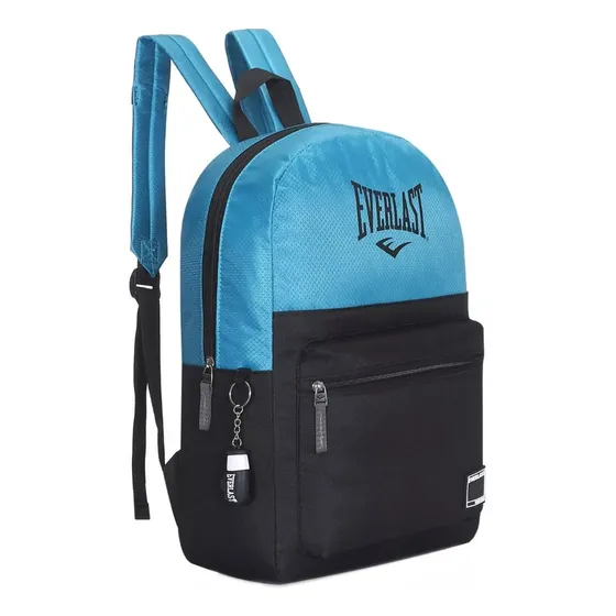 Mochila Everlast Urbana Diaria Llavero Boxeo Tela Soft Color Celeste Diseño De La Tela 16062