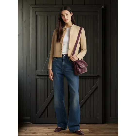 Americana Beige De Corte Slim Y Cuello Mao Tommy Hilfiger
