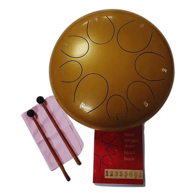 Steel Tongue Drum 10 Pulgadas 8 Tonos Dorado Meditacion