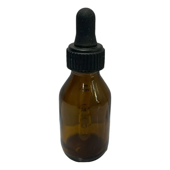 Frasco Ambar 30ml Boca #20 De Vidrio Con Pipeta De Vidrio
