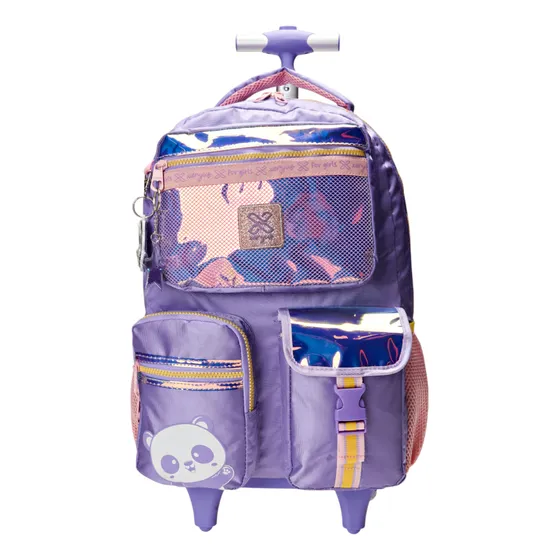 Mochila Escolar Menina 16 T Utility Panda Lilás Nylon Xeryus