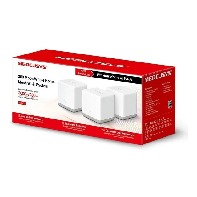 Access Point Deco Mesh Wi-fi Mercusys Halo S3 300mb (pack 3)