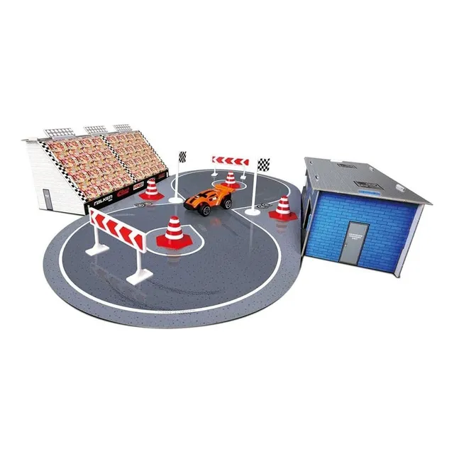 Juego Set Pista De Carreras Con Auto Y Obstáculos Para Niños