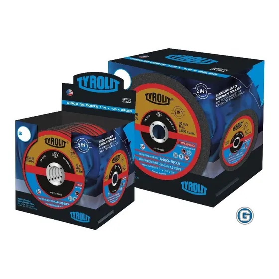 Disco Corte Amoladora Tyrolit Secur 115 X 0,75 Mm Caja X20u Color Negro