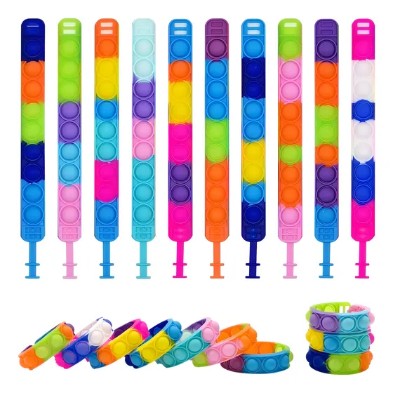 20 Unidades De Pulseras Pop Fidget Multicolores De Tomin, Juguetes Push Pop, Para Aliviar El Estrés, Conjuntos Inquietos, Juguetes Sensoriales Para Niños Y Adultos