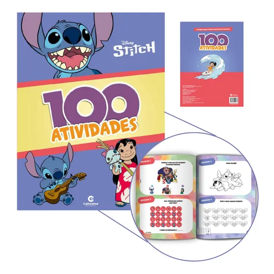 Livro Infantil Com 100 Atividades Stitch Colorir Sete Erros Enigmas