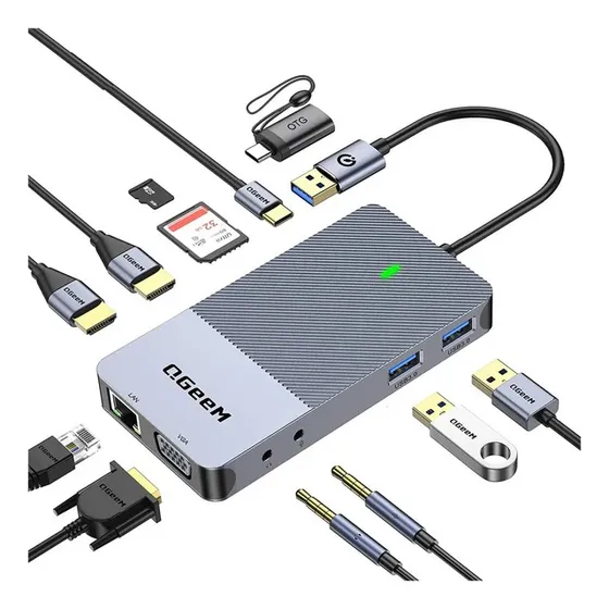 Dock Station Adaptador Hub Usb-c 11 Em 1 Com Displaylink