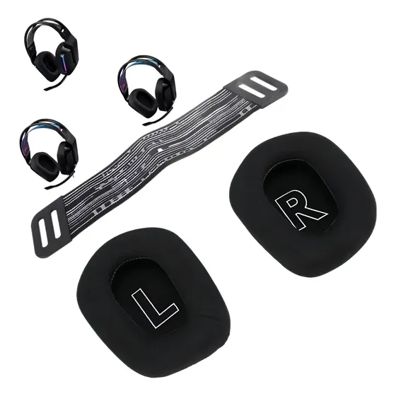 Almohadillas + Diadema Compatibles Con Logitech G733 G335 Negro