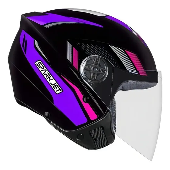 Ebf Capacetes Spark Jet Sting Tamanho Do Capacete 56 Cor Preto Brilho / Rosa / Prata — foto 2
