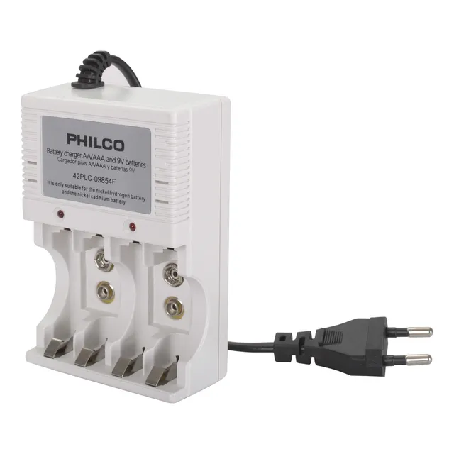 Cargador De Pilas Con 4 Pilas Aa 2700 Mah, Philco