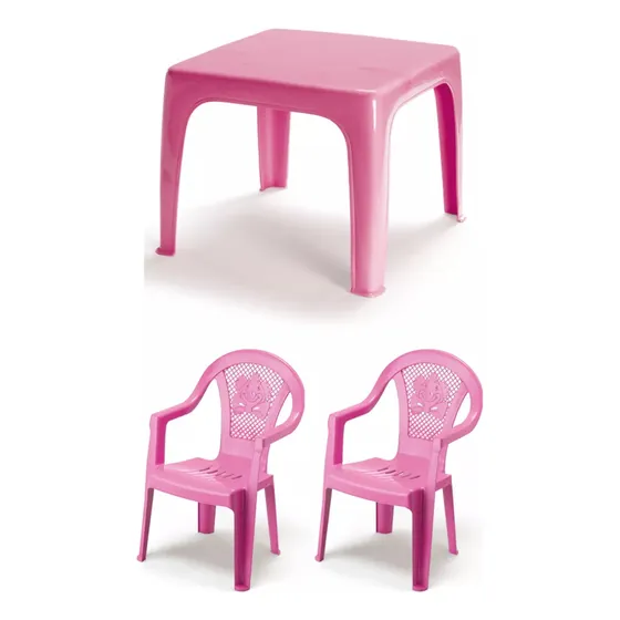 Jogo Mesa + Duas Cadeiras Infantil Kids Lazer Baby Cor Rosa-claro