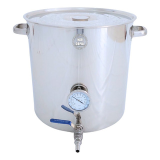 Panela Inox 48 Litros + Válvula + Termômetro O Melhor Preço Panela Inox 48 Litros + Válvula + Termômetro O Melhor Preço