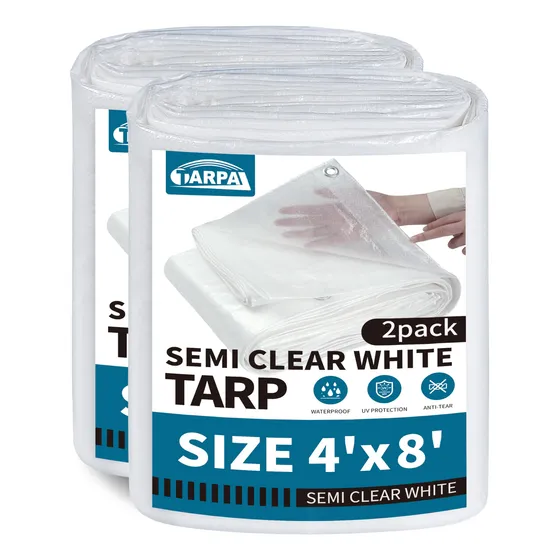 4 X 8 Pie 2 Lona Blanca Semitraslucida Impermeable Para Casa