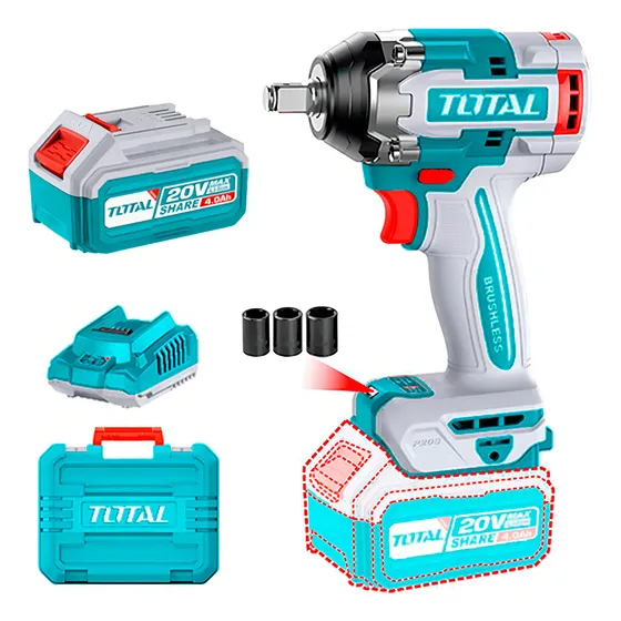 Pistola Llave De Impacto 500 N.m Inalámbrico 1/2 20 V, Total Color Turquesa Frecuencia 60 Hz 20v