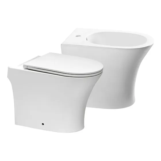 Inodoro Corto Piazza Abruzzo Con Asiento + Bidet 1 O 3 Ag Color Bidet 1 Agujero