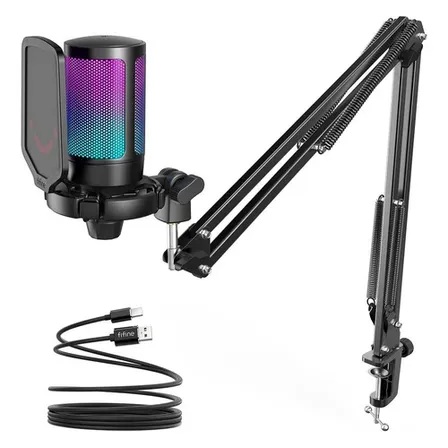 Micrófono Con Soporte De Brazo Fifine A6T Color Negro