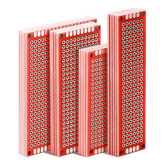 Kit 20 Placas Fenólicas Perforada 4 Tamaños Doble Cara Rojo