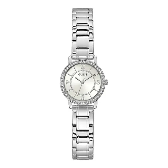 Reloj De Dama Guess, Plata Y Blanco, 28mm