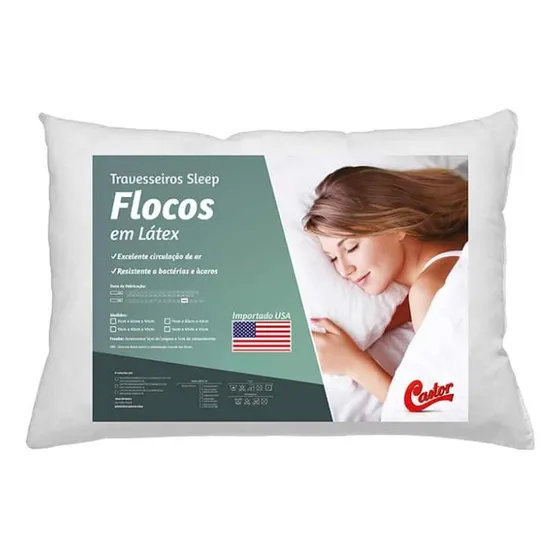 Travesseiro Castor Sleep Flocos Em Látex 40x60x14