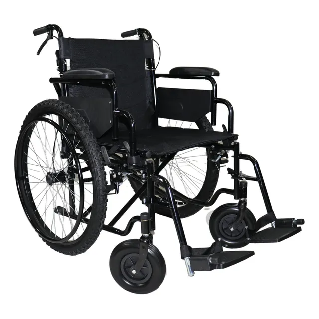 Silla De Ruedas Todo Terreno Lujo Descansapies Desmontables Color Negro