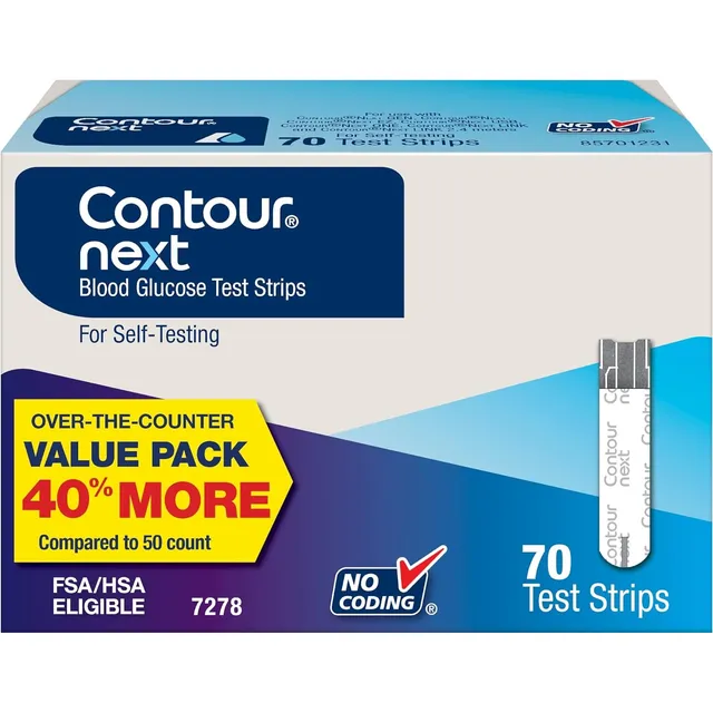 70 Tiras Reactivas Contour Next Para Medir Glucosa En Sangre
