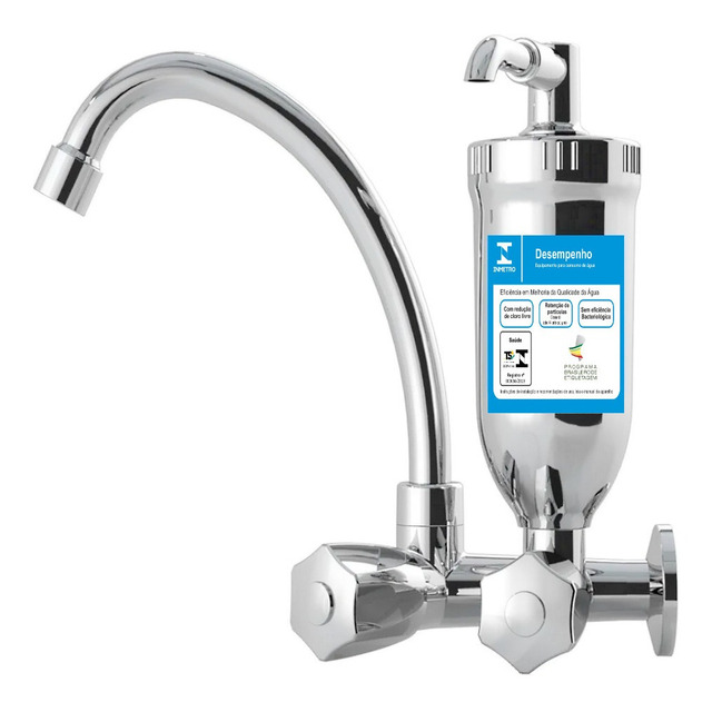 Torneira Filtro De Cozinha Parede Slim Cromado ¼ Volta C-25 Cor Prateado Torneira Filtro De Cozinha Parede Slim Cromado ¼ Volta C-25 Cor Prateado