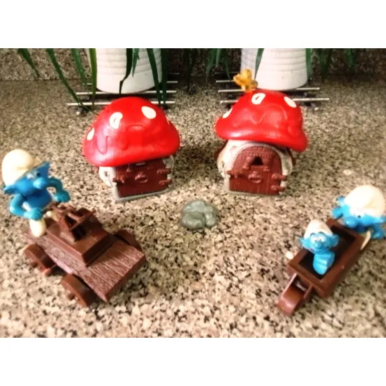 Figuras Casa/carros De Los Pitufos Originales Vintage!