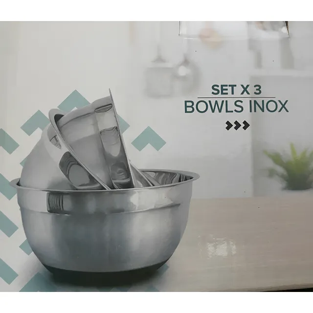 Bowls Set X 3 Acero Inoxidable