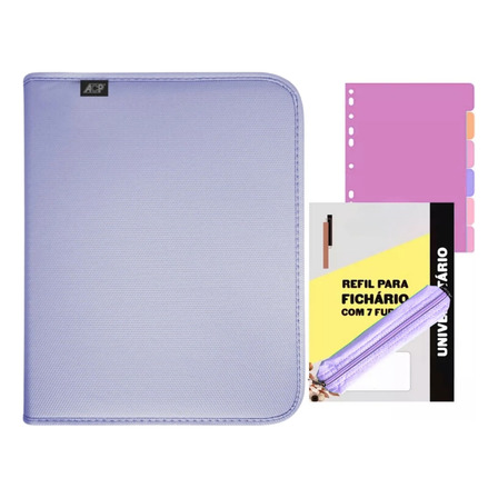 Fichário Colegial Caderno Folhas Argolado Sweet Zíper Grande Fichário Colegial Caderno Folhas Argolado Sweet Zíper Grande