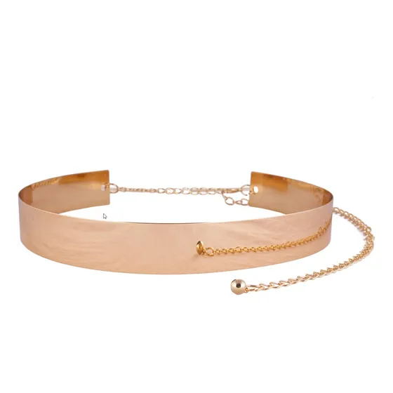 Cinto Caderin Rigido 3,5cm Metal Con Cadena Boda Fiesta Moda
