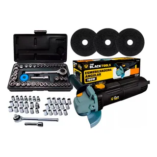Esmerilhadeira Lixadeira Angular 780w 4.1/2 115mm Bta780 The Black Tools Com Jogo Soquetes 40 Peças E Discos Corte Esmerilhadeira Lixadeira Angular 780w 4.1/2 115mm Bta780 The Black Tools Com Jogo Soquetes 40 Peças E Discos Corte